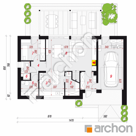 gotowy projekt Dom w monardach (G) rzut parteru