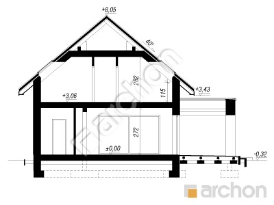 gotowy projekt Dom w afaskach 3 (G2AE) przekroj budynku