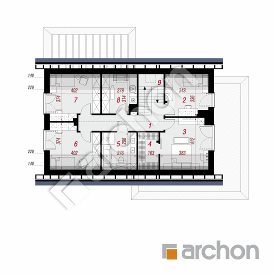 gotowy projekt Dom w afaskach 3 (G2AE) rzut poddasza