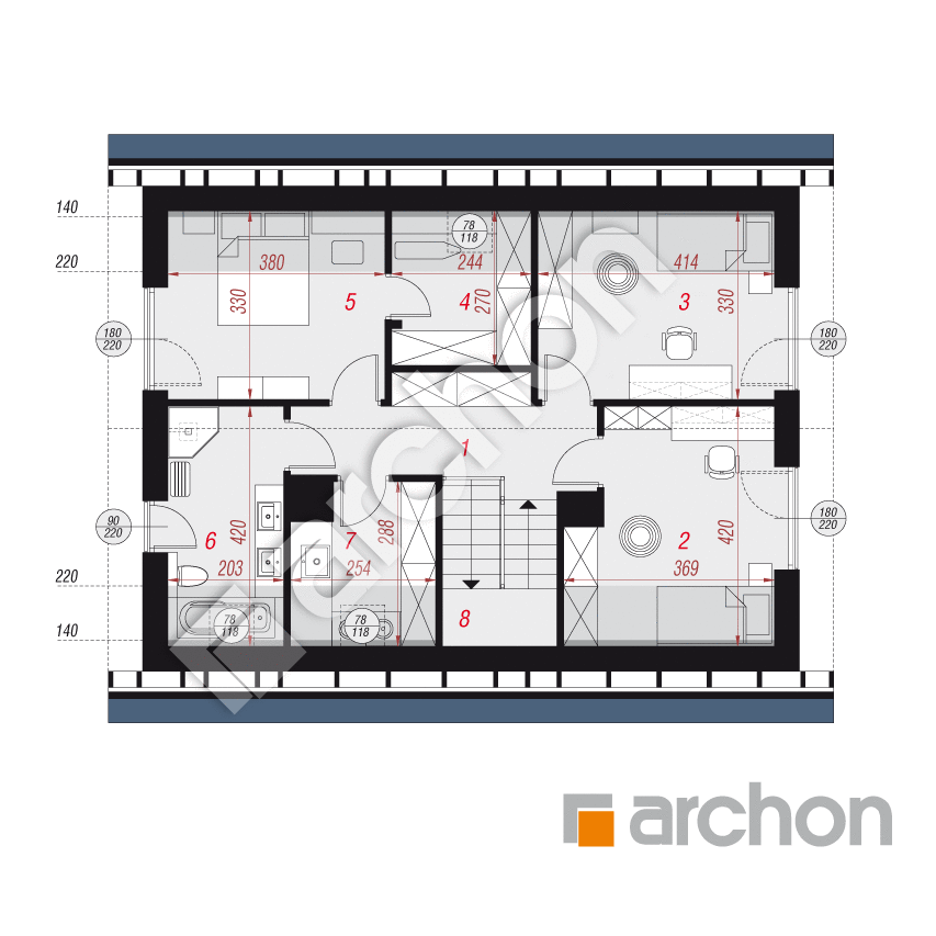 gotowy projekt Dom w malinówkach 54 rzut poddasza