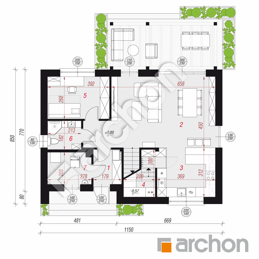 gotowy projekt Dom w malinówkach 54 rzut parteru