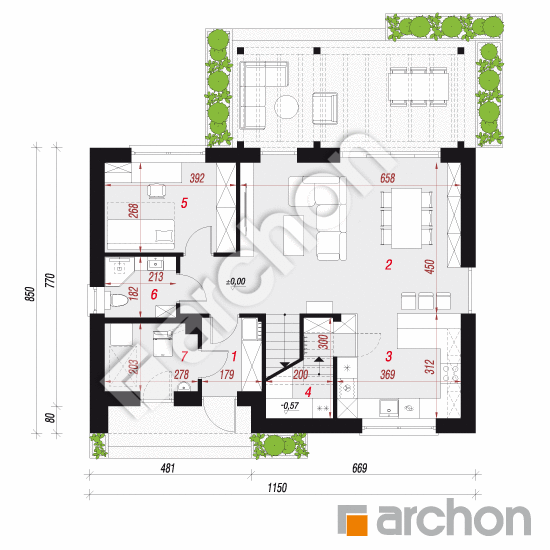 gotowy projekt Dom w malinówkach 54 rzut parteru