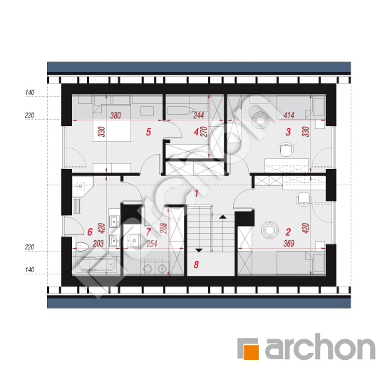 gotowy projekt Dom w malinówkach 54 rzut poddasza