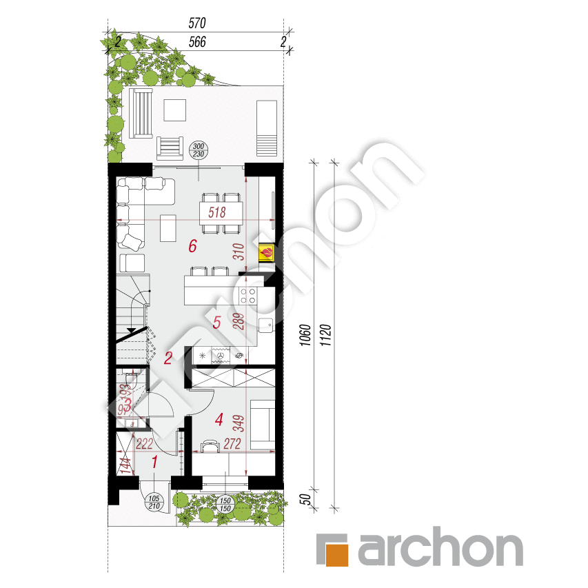 gotowy projekt Dom pod miłorzębem 10 (S) rzut parteru