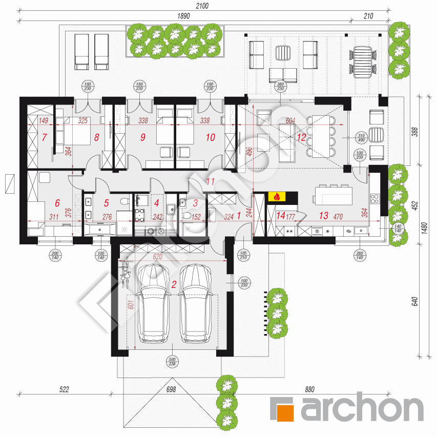gotowy projekt Dom w kosaćcach 49 (G2E) OZE rzut parteru
