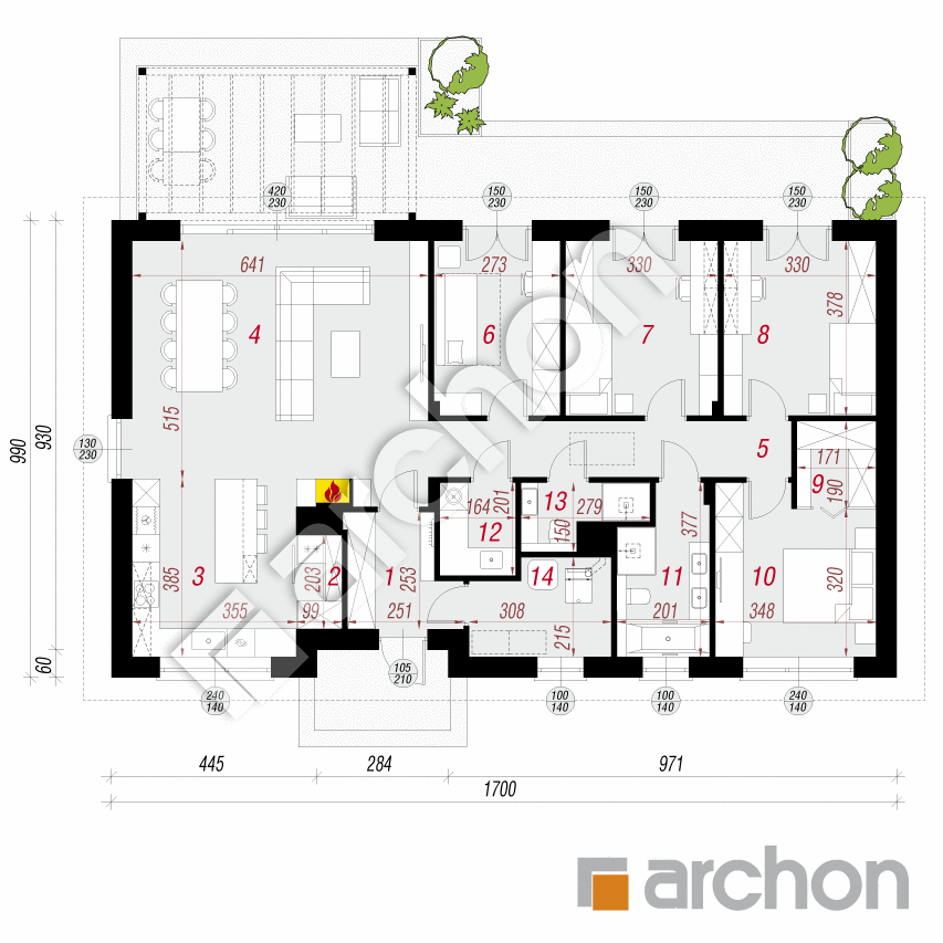 gotowy projekt Dom w skalnicach 3 rzut parteru
