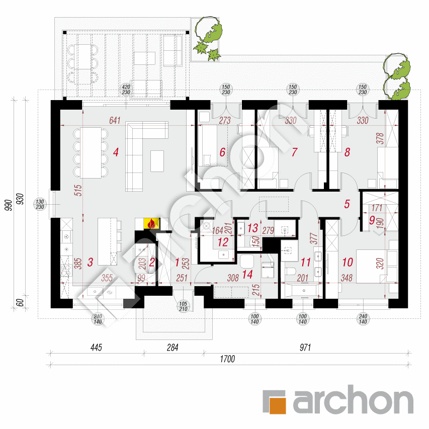 gotowy projekt Dom w skalnicach 3 rzut parteru