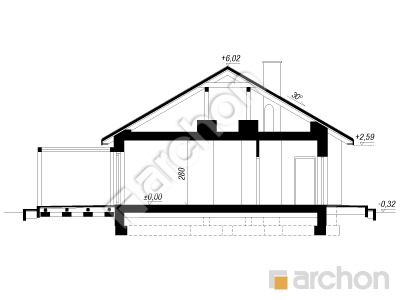 gotowy projekt Dom w skalnicach 3 przekroj budynku
