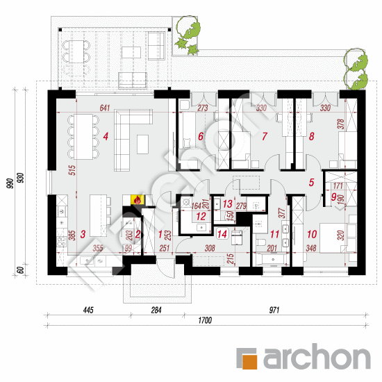 gotowy projekt Dom w skalnicach 3 rzut parteru