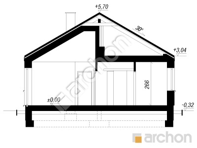 gotowy projekt Dom w czosnkach (E) przekroj budynku