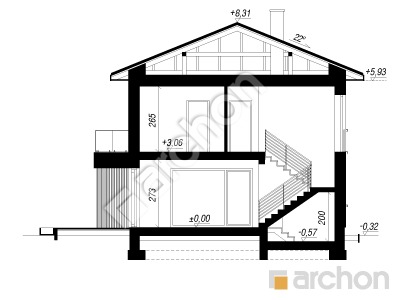 gotowy projekt Willa Maja 3 (G2) przekroj budynku