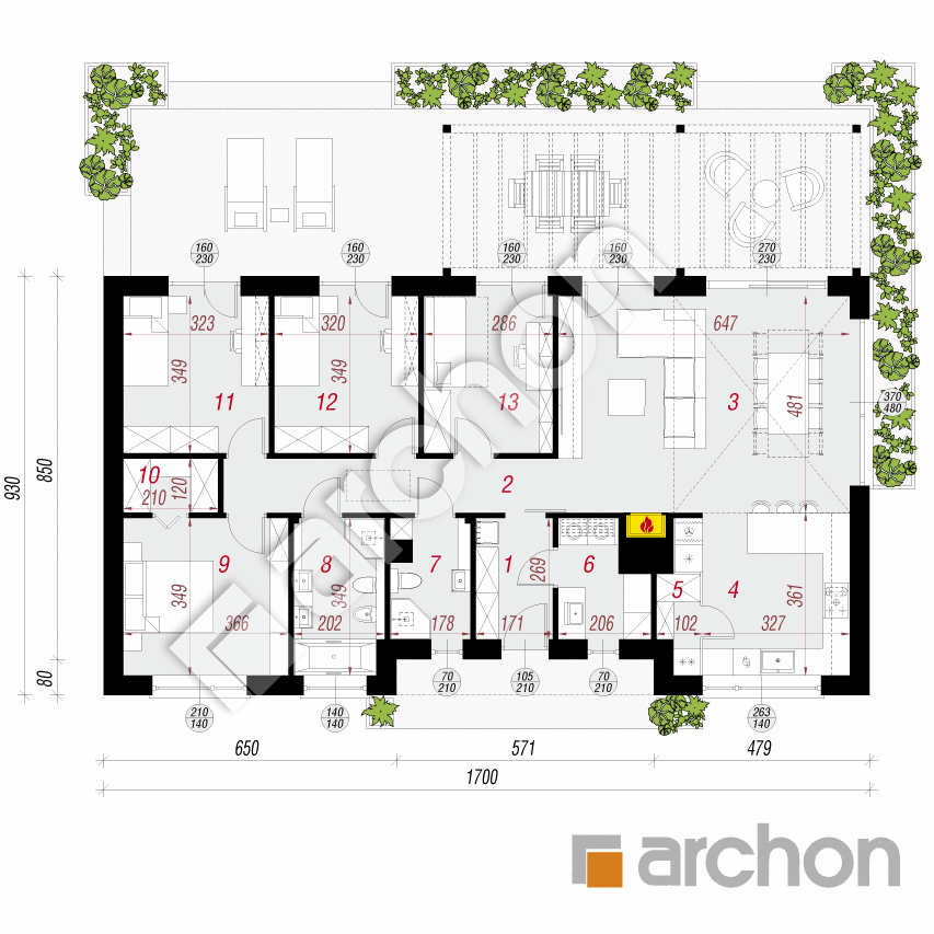 gotowy projekt Dom w kosaćcach 16 (NA) rzut parteru