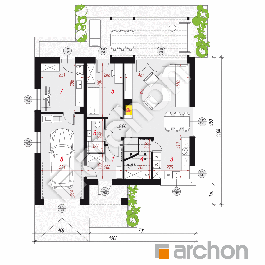 gotowy projekt Dom w malinówkach 51 (GE) rzut parteru