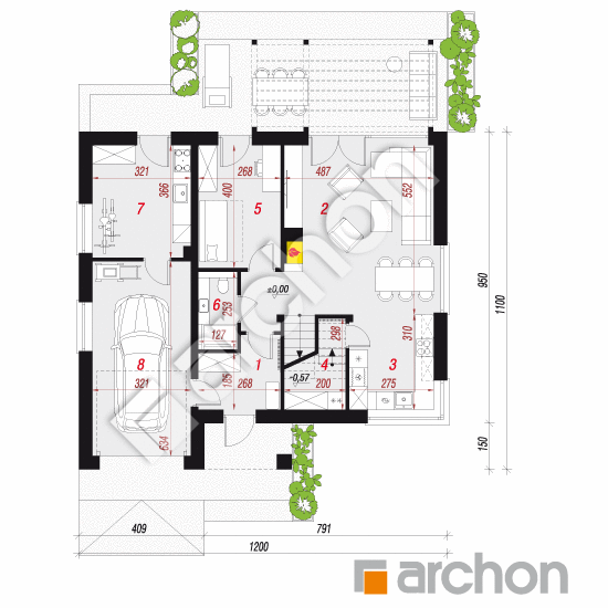 gotowy projekt Dom w malinówkach 51 (GE) rzut parteru