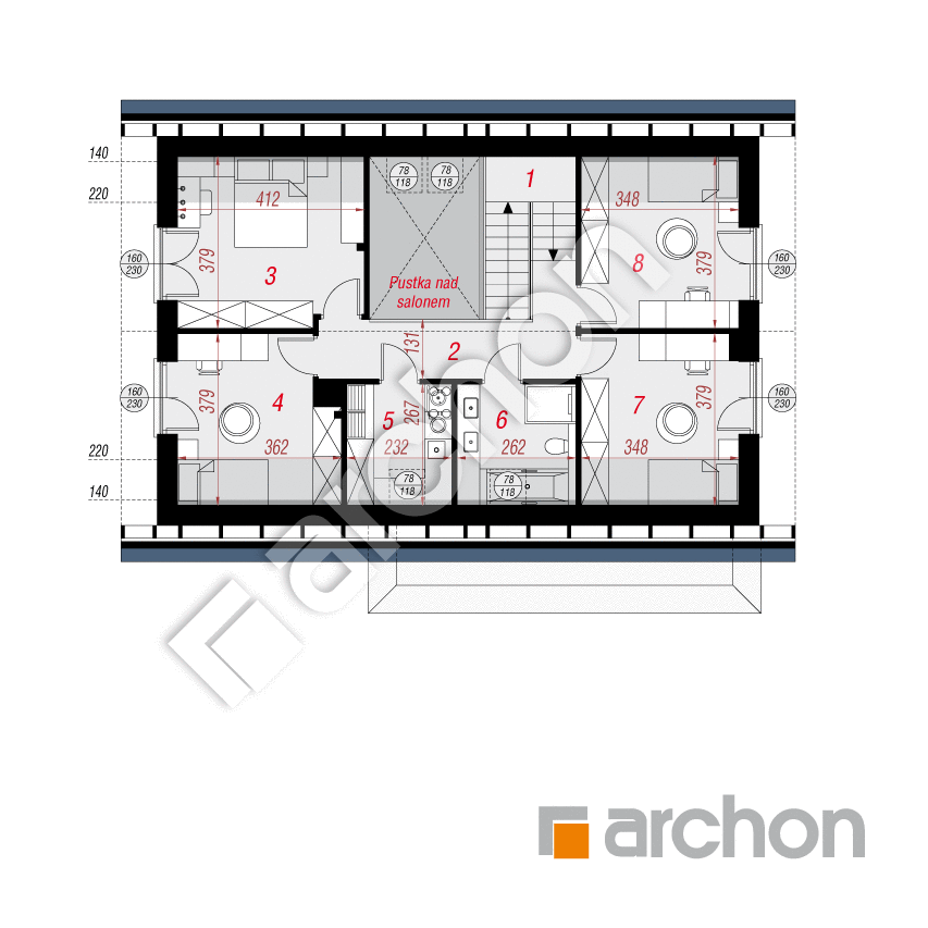 gotowy projekt Dom w szantach (GE) OZE rzut poddasza