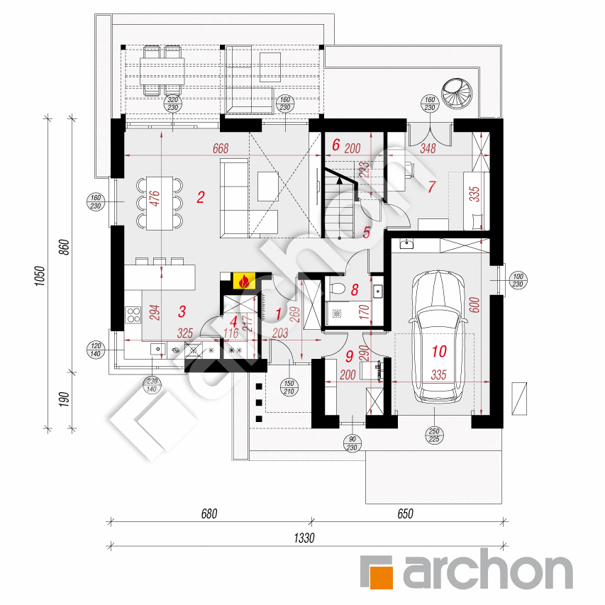 gotowy projekt Dom w szantach (GE) OZE rzut parteru