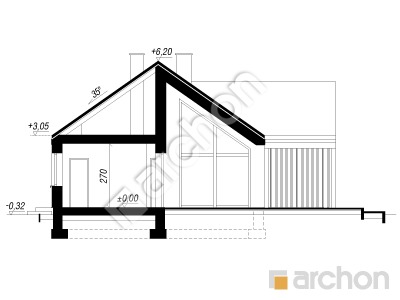 gotowy projekt Dom w kosaćcach 53 (E) przekroj budynku