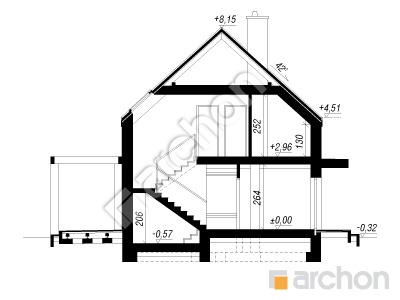 gotowy projekt Dom w zielistkach 36 przekroj budynku