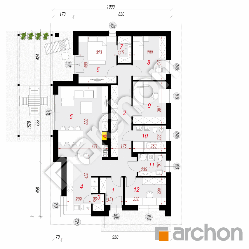 gotowy projekt Dom pod świerkiem rzut parteru