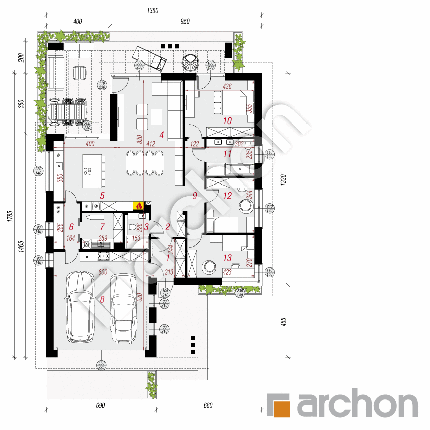 gotowy projekt Dom pod złotokapem 2 (G2E) rzut parteru