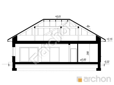 gotowy projekt Dom pod złotokapem 2 (G2E) przekroj budynku