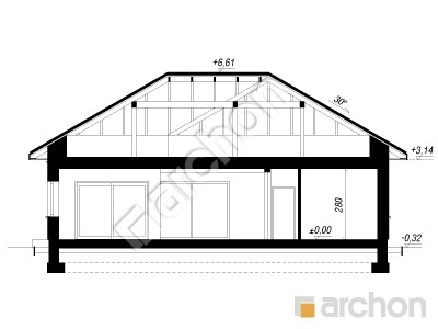 gotowy projekt Dom pod złotokapem 2 (G2E) przekroj budynku