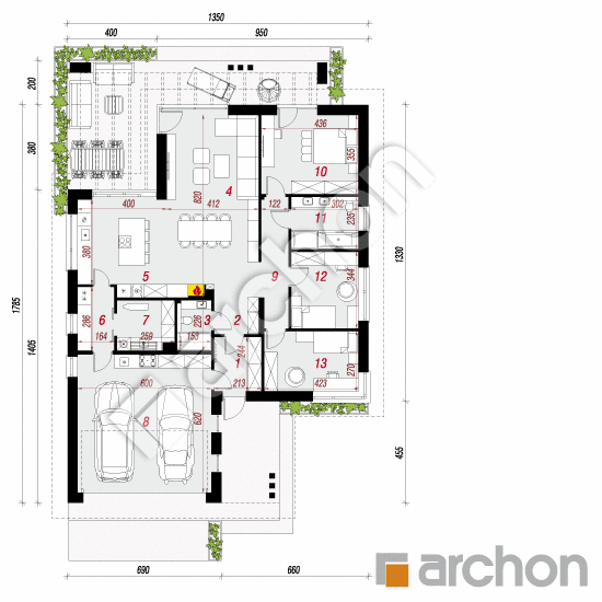 gotowy projekt Dom pod złotokapem 2 (G2E) rzut parteru