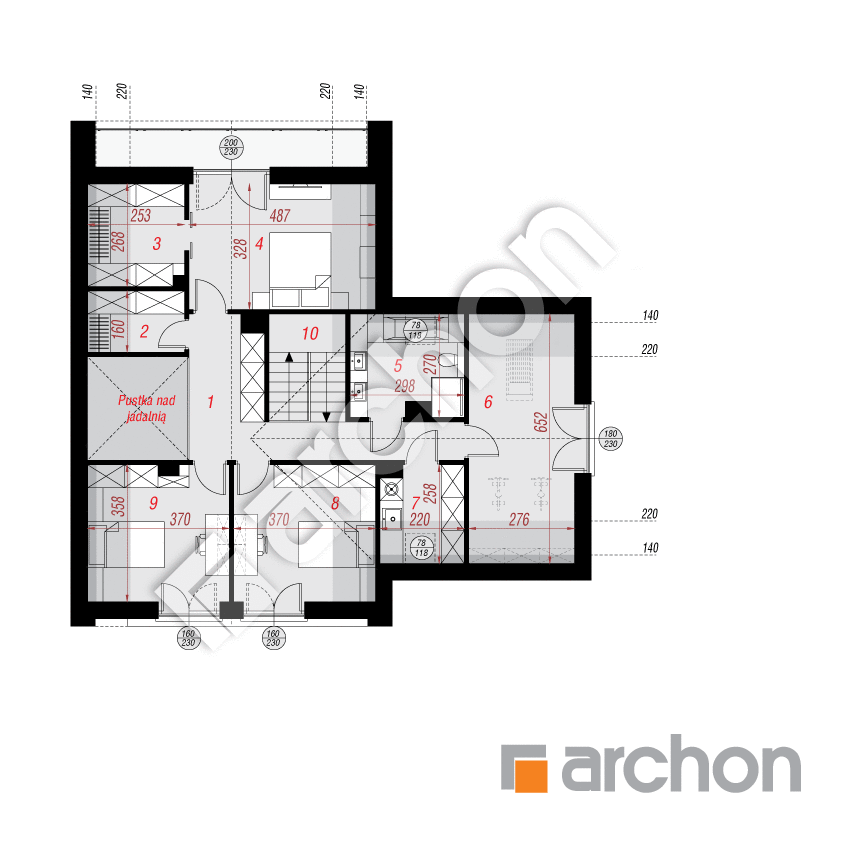 gotowy projekt Dom w guaranie (GE) rzut poddasza
