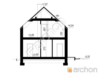 gotowy projekt Dom w guaranie (GE) przekroj budynku