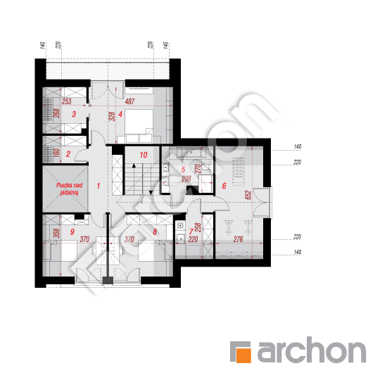 gotowy projekt Dom w guaranie (GE) rzut poddasza