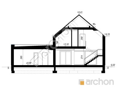 gotowy projekt Dom w wiesiołkach 3 (G2AE) przekroj budynku