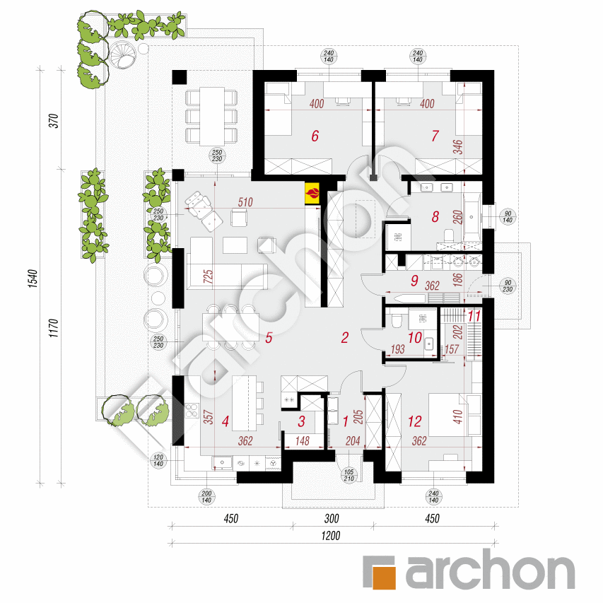gotowy projekt Dom w renklodach 38 rzut parteru