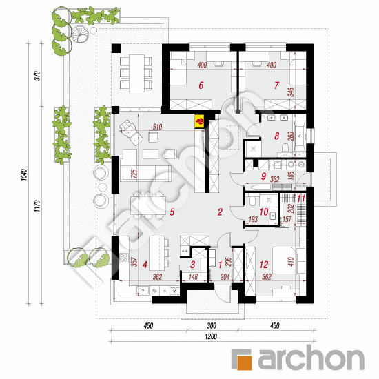 gotowy projekt Dom w renklodach 38 rzut parteru