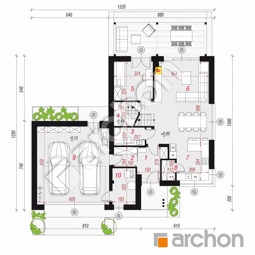 gotowy projekt Dom w stewiach 2 (G2E) rzut parteru