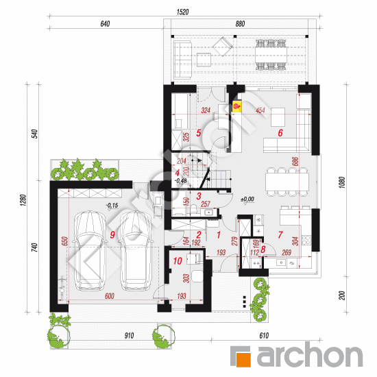 gotowy projekt Dom w stewiach 2 (G2E) rzut parteru