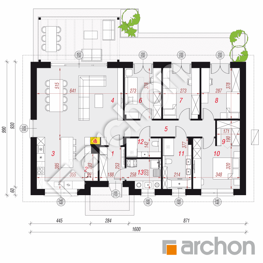 gotowy projekt Dom w skalnicach (E) OZE rzut parteru