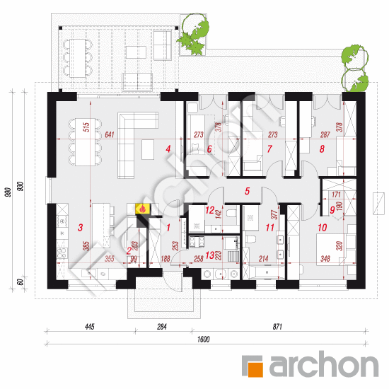 gotowy projekt Dom w skalnicach (E) OZE rzut parteru