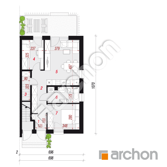 gotowy projekt Dom w bratkach 14 (R2B) rzut parteru