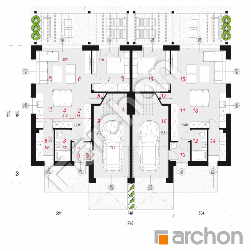 gotowy projekt Dom w narcyzach 7 (R2) rzut parteru