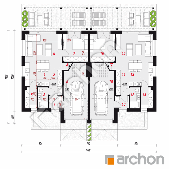 gotowy projekt Dom w narcyzach 7 (R2) rzut parteru
