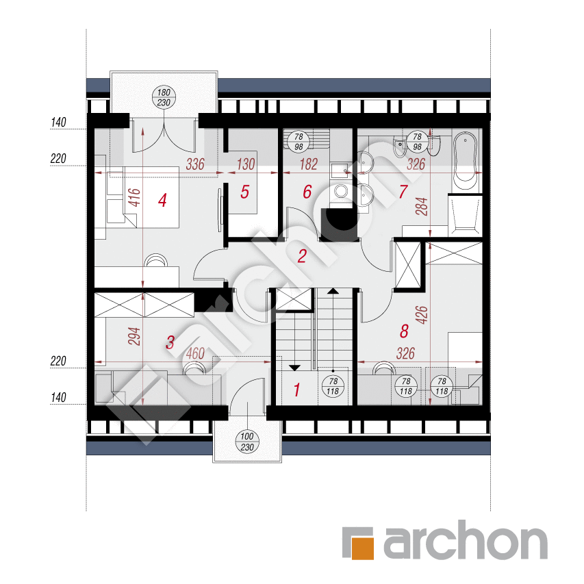 gotowy projekt Dom w zimokwiatach (S) rzut poddasza