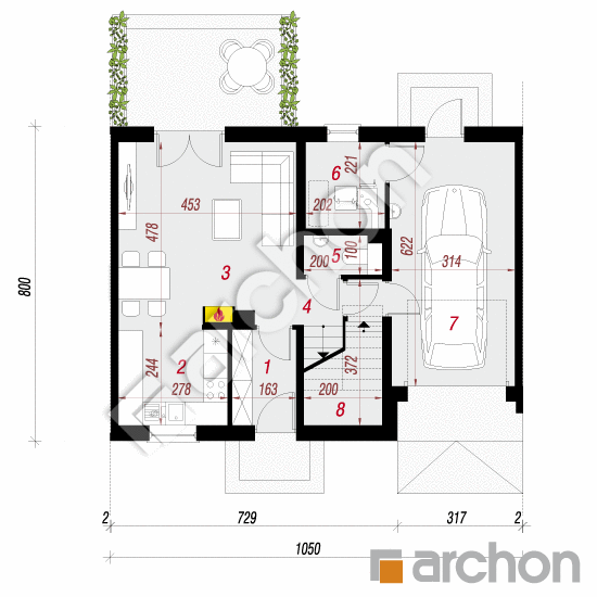 gotowy projekt Dom w zimokwiatach (S) rzut parteru