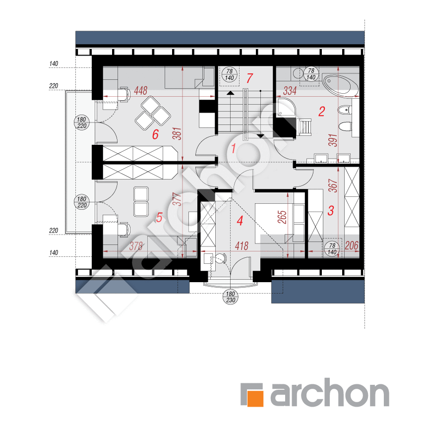 gotowy projekt Dom w lucernie 6 (B) rzut poddasza