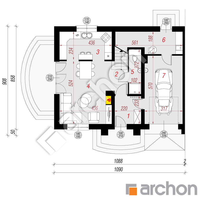 gotowy projekt Dom w lucernie 6 (B) rzut parteru