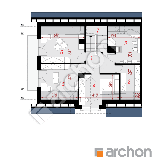gotowy projekt Dom w lucernie 6 (B) rzut poddasza