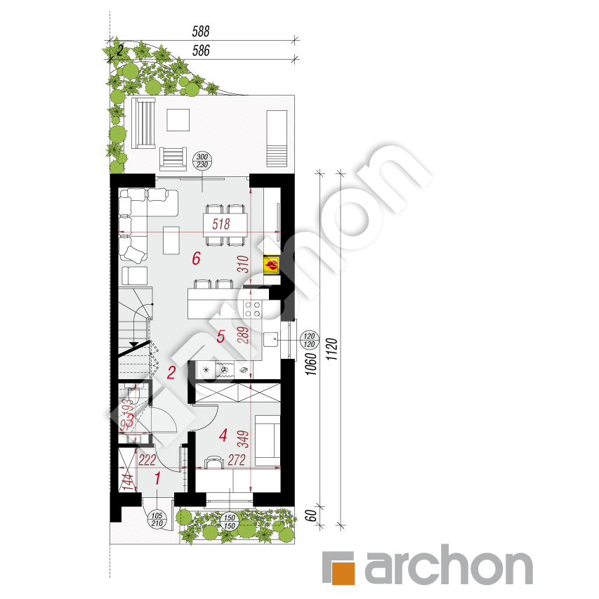gotowy projekt Dom pod miłorzębem 10 (B) rzut parteru
