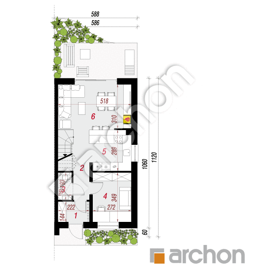 gotowy projekt Dom pod miłorzębem 10 (B) rzut parteru