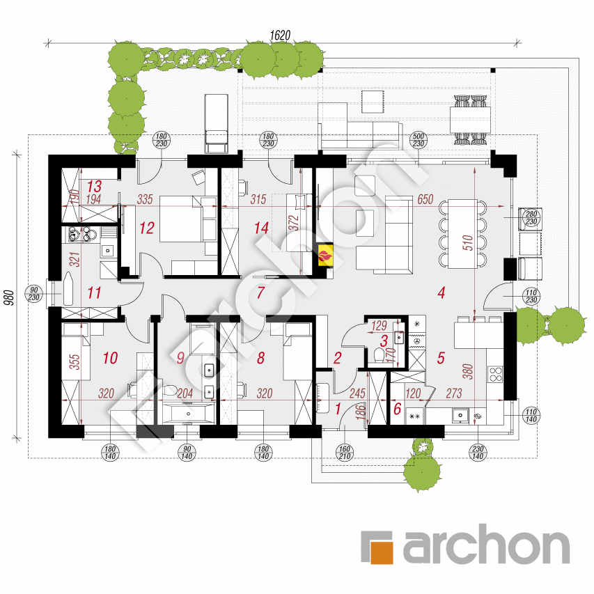 gotowy projekt Dom we wrotyczach (E) rzut parteru