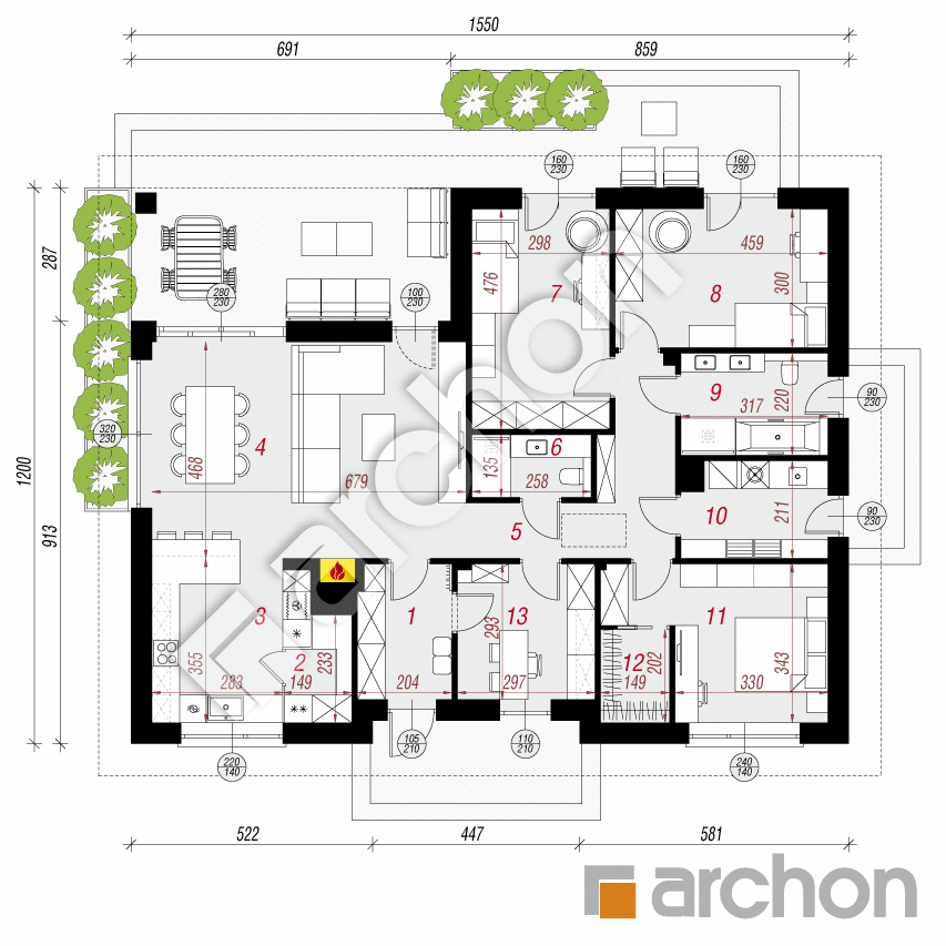 gotowy projekt Dom w litodorach rzut parteru