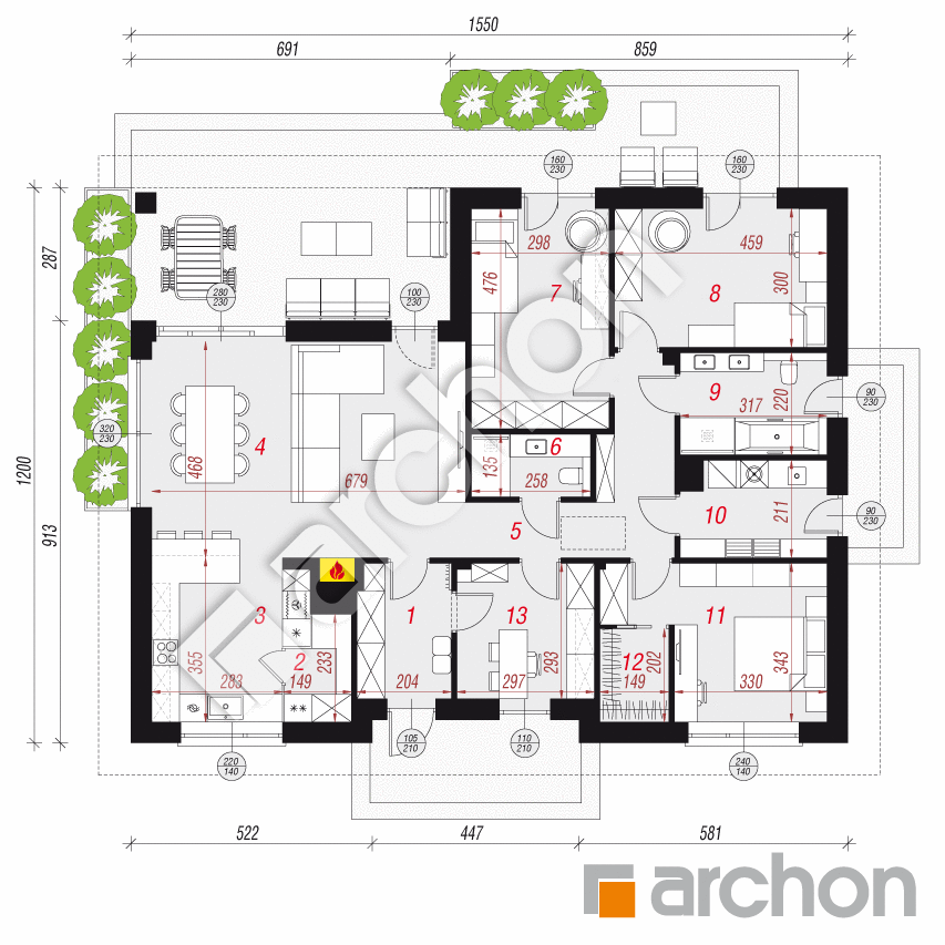 gotowy projekt Dom w litodorach rzut parteru